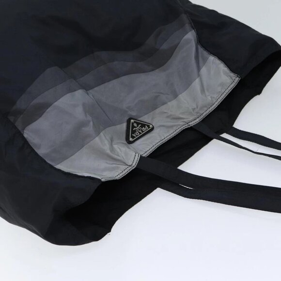 PRADA Tote Bag Nylon Black Gray Auth 69946 - Picture 6 of 14